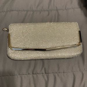 Silver beaded clutch